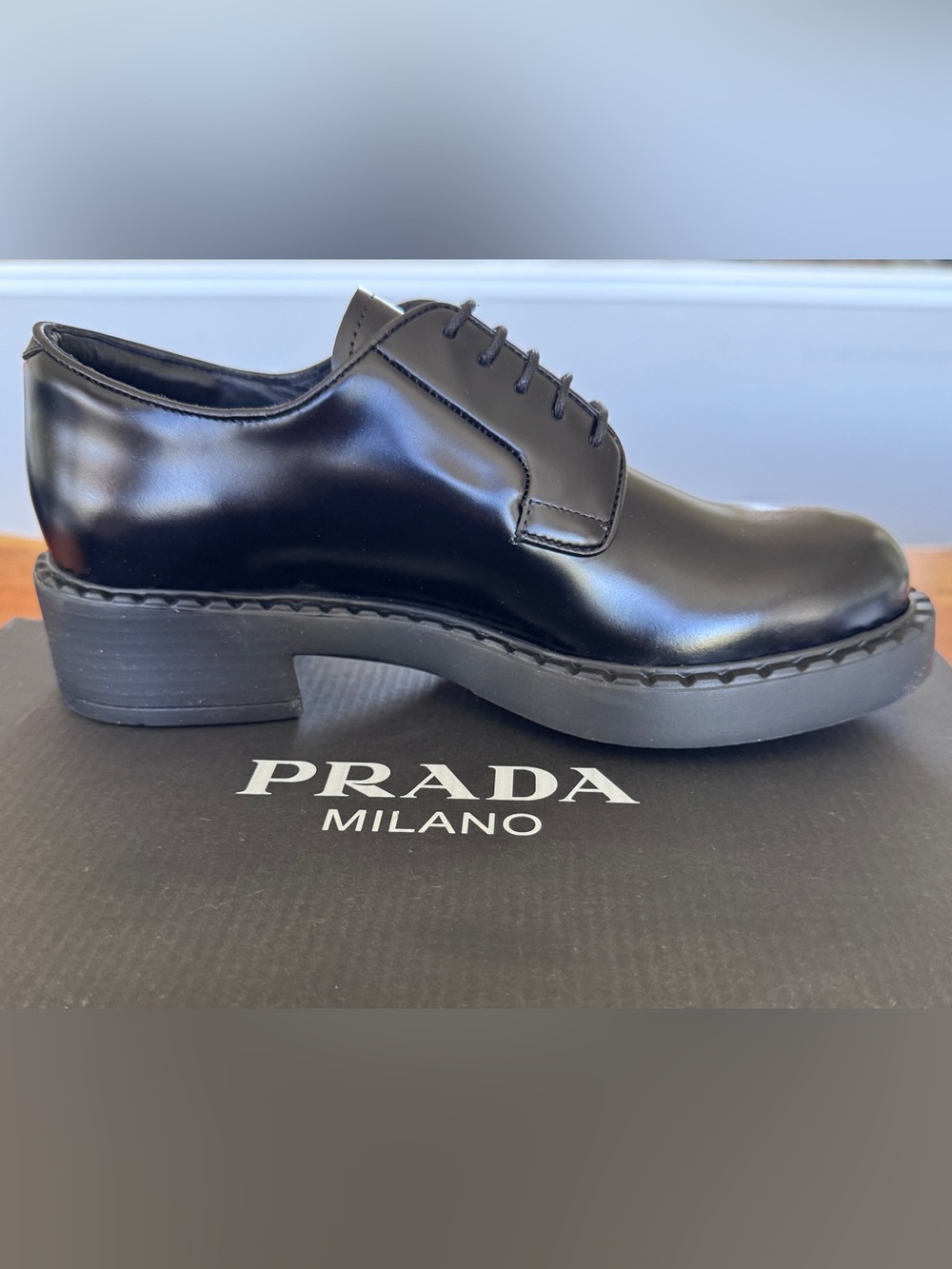 PRADA Brand New Black Spazzolato Leather Loafers